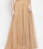 Beige plain Net palazzo pants