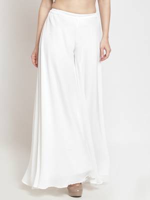 White plain Georgette palazzo pants 1