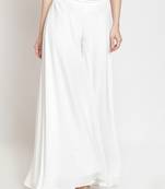 White plain Georgette palazzo pants