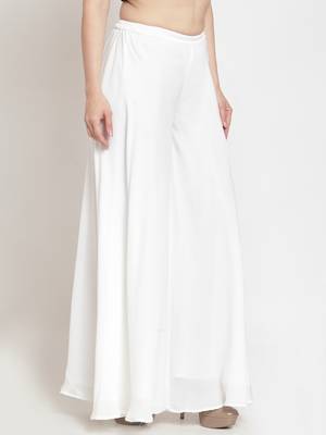 White plain Georgette palazzo pants 2