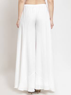 White plain Georgette palazzo pants 3