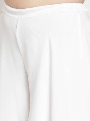 White plain Georgette palazzo pants 4