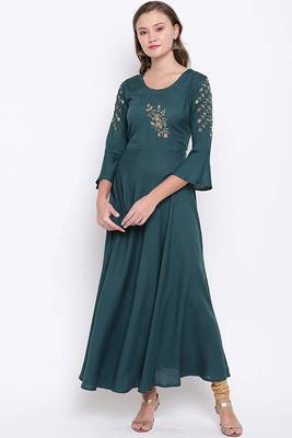 Royal-blue hand woven rayon party-wear-kurtis 1