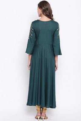 Royal-blue hand woven rayon party-wear-kurtis 2