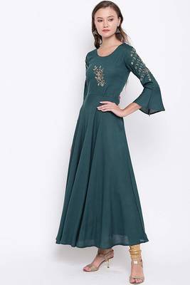 Royal-blue hand woven rayon party-wear-kurtis 3