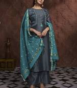 Grey embroidered silk salwar