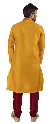 Yellow embroidered raw silk kurta-pajama 5