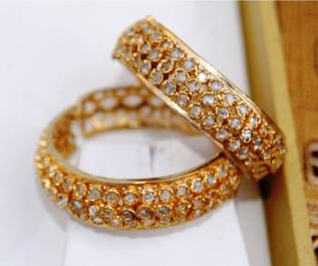 Crystal Studded Gold Hoop Earrings 2