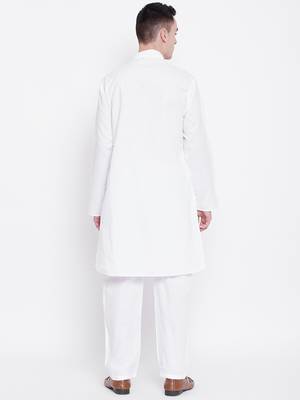 White plain cotton kurta-pajama 2