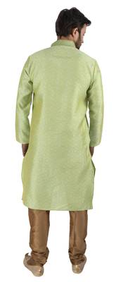 Green embroidered raw silk kurta-pajama 5