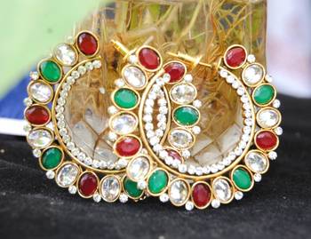 Red Green Big Hoop Glam Earrings 2