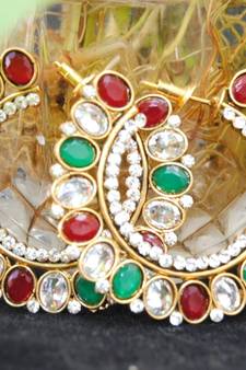 Red Green Big Hoop Glam Earrings
