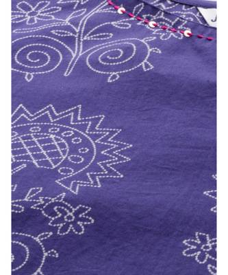 Women Blue & Pink Quirky Straight Cotton Kurta With Pants 4