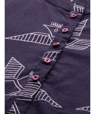 Women Purple & Magenta Quirky Straight Cotton Kurta With Palazzo 4