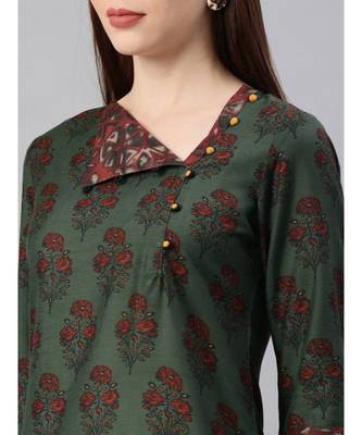 Women Green Ethnic Motifs Straight Viscose Kurta With Palazzo 4
