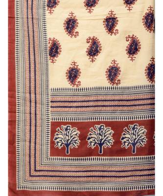 Women Beige & Beige Striped Straight Cotton Kurta, Palazzo With Dupatta 4