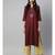 Women Maroon & Beige Solid Straight Rayon Kurta With Palazzo