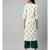 Women Off White & Green Ethnic Motifs Straight Cotton Flex Kurta With Palazzo