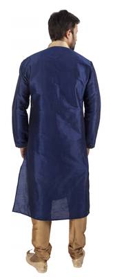 Blue embroidered raw silk kurta-pajama 5