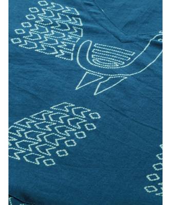 Women Teal & Off White Quirky A-Line Cotton Kurta With Palazzo 4