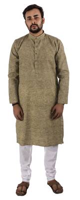 Green plain cotton kurta-pajama 1