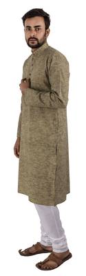 Green plain cotton kurta-pajama 3