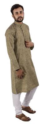 Green plain cotton kurta-pajama 4