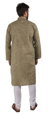 Green plain cotton kurta-pajama 5