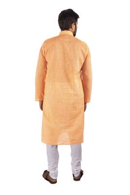 Orange plain cotton kurta-pajama 5