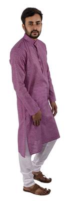 Purple plain cotton kurta-pajama 5