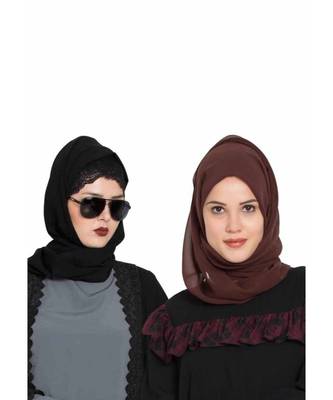Set Of Two Stole Hijabs In Soft And Super Fine Georgette 1