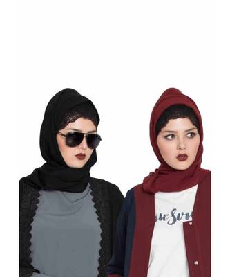 Set Of Two Stole Hijabs In Soft And Super Fine Georgette 1