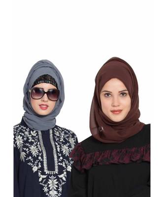 Set Of Two Stole Hijabs In Soft And Super Fine Georgette 1