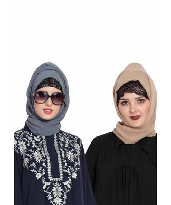 Set Of Two Stole Hijabs In Soft And Super Fine Georgette 1