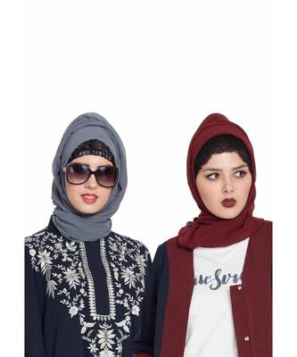 Set Of Two Stole Hijabs In Soft And Super Fine Georgette 1