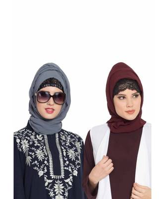 Set Of Two Stole Hijabs In Soft And Super Fine Georgette 1