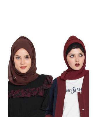 Set Of Two Stole Hijabs In Soft And Super Fine Georgette 1