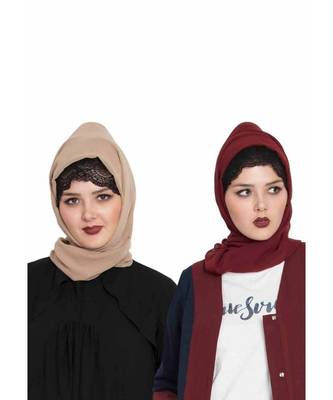 Set Of Two Stole Hijabs In Soft And Super Fine Georgette 1