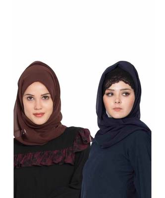 Set Of Two Stole Hijabs In Soft And Super Fine Georgette 1