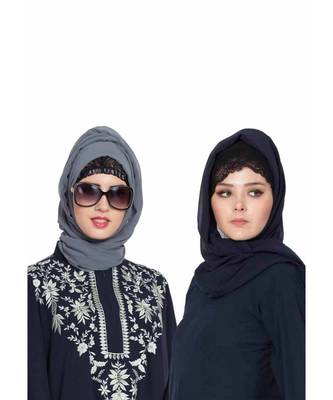 Set Of Two Stole Hijabs In Soft And Super Fine Georgette 1