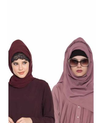 Set Of Two Stole Hijabs In Soft And Super Fine Georgette 1
