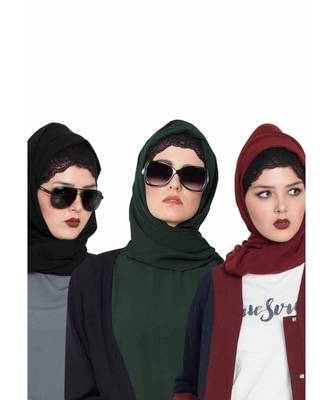 Set Of Three Stole Hijabs In Soft And Super Fine Georgette 1
