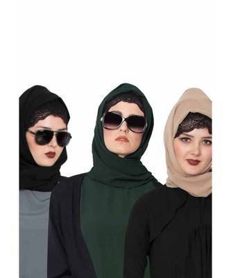 Set Of Three Stole Hijabs In Soft And Super Fine Georgette 1