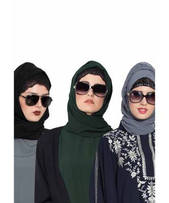 Set Of Three Stole Hijabs In Soft And Super Fine Georgette 1