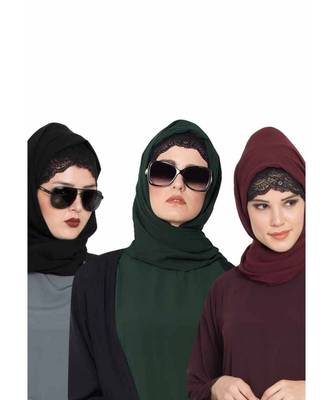 Set Of Three Stole Hijabs In Soft And Super Fine Georgette 1