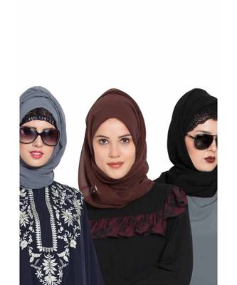 Set Of Three Stole Hijabs In Soft And Super Fine Georgette 1