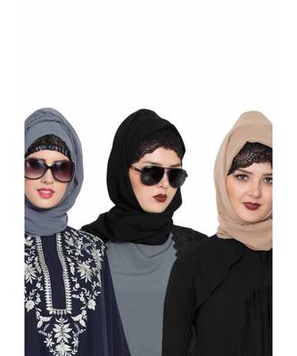 Set Of Three Stole Hijabs In Soft And Super Fine Georgette 1