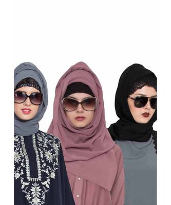 Set Of Three Stole Hijabs In Soft And Super Fine Georgette 1
