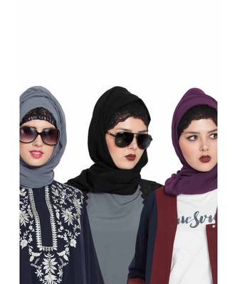 Set Of Three Stole Hijabs In Soft And Super Fine Georgette 1