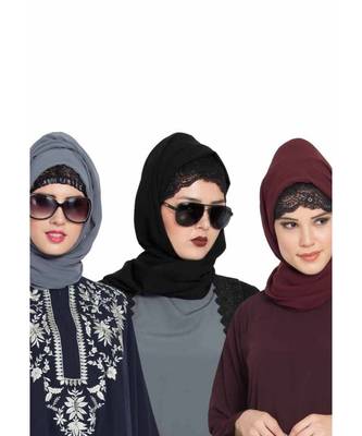 Set Of Three Stole Hijabs In Soft And Super Fine Georgette 1